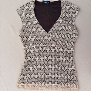 Vintage Gold Lace + Brown Top